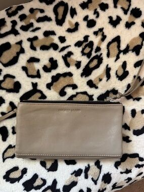 Lucky Brand Taupe Leather Wristlet Clutch